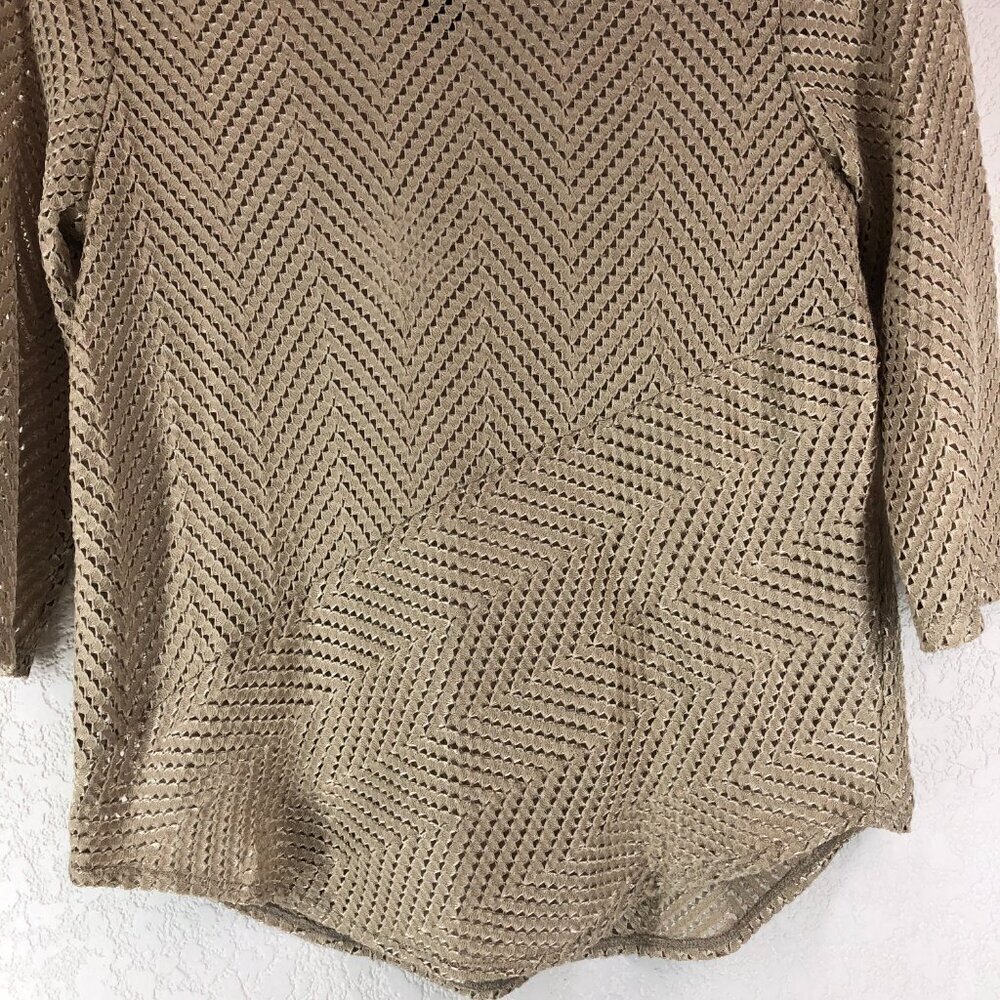 Chico's Travelers Gold See Through Knit Blouse Size 1 - Picture 3 of 6